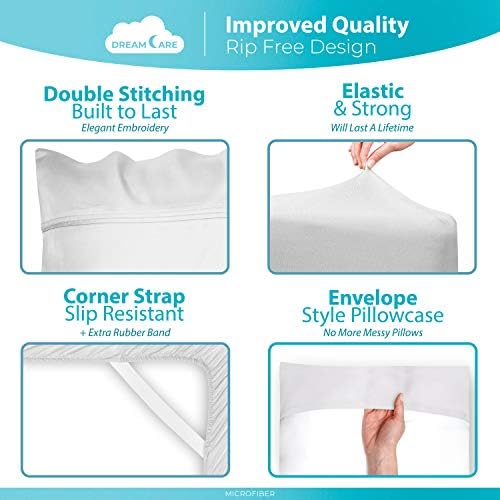 Кърпи DREAMCARE от памук за легла Queen-Size - Комплект от 4 теми с дълбочина до 16 инча - Брой нишки 1000 -