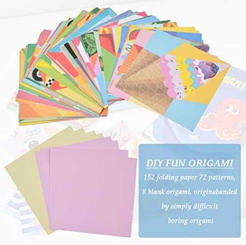 FOCCTS Хартия за оригами за деца, Определени за оригами от 152 ярки книжа за оригами, 72 проекта за оригами, Книга с указания