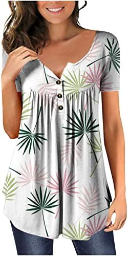 Дамска Лятна Есенна Блуза Свободно Намаляване на 2023, Модни Памучен Тениска с V-образно деколте и Къс Ръкав Graphic Lounge