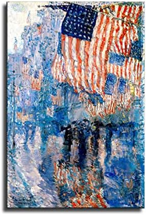 Avenue Под дъжда, 1917, Фредерик Чайлд Хассам, Живопис върху платно, Принт, монтаж на стена Изкуство, Модерен Клас,