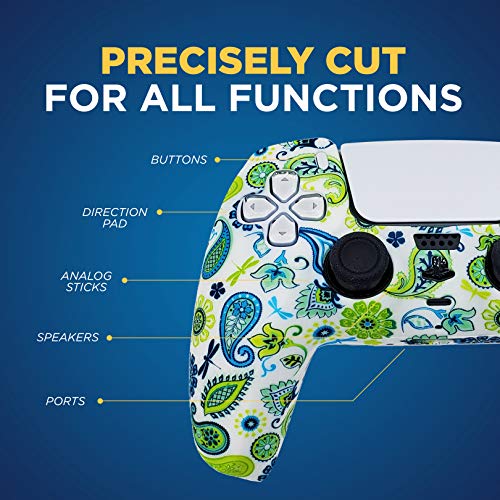 Защитен калъф за контролера PS5 със силикон гелевой дръжка (ps5 Green Flower), Съвместим с Sony PlayStation 5, Съвместим