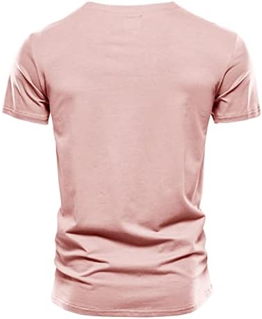 Мъжки Модни и Ежедневни Однотонная Памучен Тениска с V Образно деколте и Къс Ръкав, Отгоре, Мъжки t-shirt