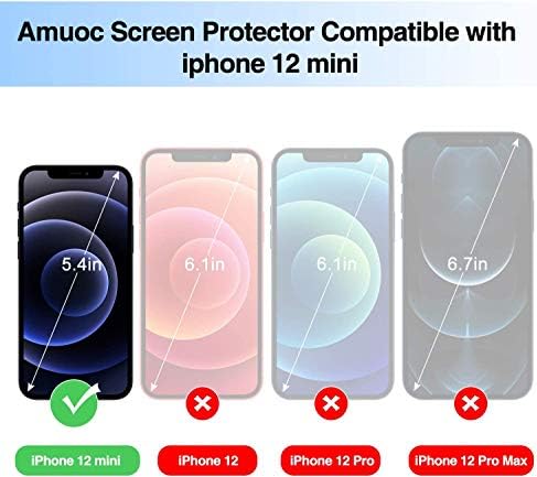 TANTEK [Защитно фолио от 3 теми за iPhone 12 mini (2020 г.), 5.4 инча, фолио, изработени от закалено стъкло, Сверхчистая,