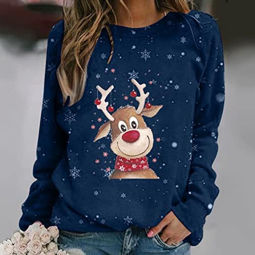 Жена Грозна Коледен Пуловер, Забавни Ризи с дълги ръкави и Сладък Принтом Елен, Есенна Новост, Коледни Свитшоты