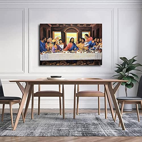 Черен арт плакат на Тайната вечеря на Исус Христос, платно, Стенно художествено обстановка, Модерен Клас, Кухня,
