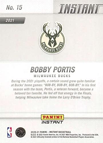 Шампиони на НБА Панини 2021 Милуоки Бъкс №15 Боби Portis с официална баскетболна карта НБА Лари о ' Брайън Trophy, посветена