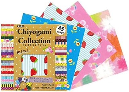 Японската хартия за оригами Toyo - Chiyogami Mini Collection (7,5 см х 7,5 см всяка) 45 рисунки - общо 180 листа