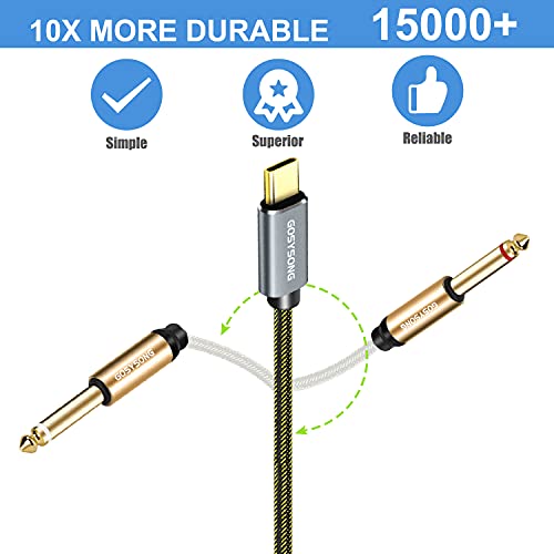 Аудио кабел GOSYSONG USB C-1/4 10 метра, USB Сплитер C-Двойна 1/4 Стерео Y-образен кабел, USB Кабел Type C-6,35