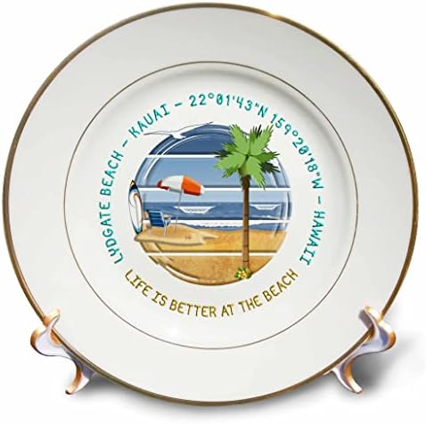 3дРоуз американски плажове - Лидгейт Бряг, Кауай, Хавай прекрасен летен подарък - Чинии (cp-375435-1)