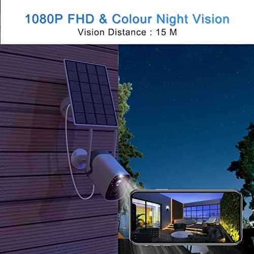 Facamword Слънчево Помещение на Сигурността на Външната Безжична 1080P WiFi Домашна Камера за Видеонаблюдение Цветно