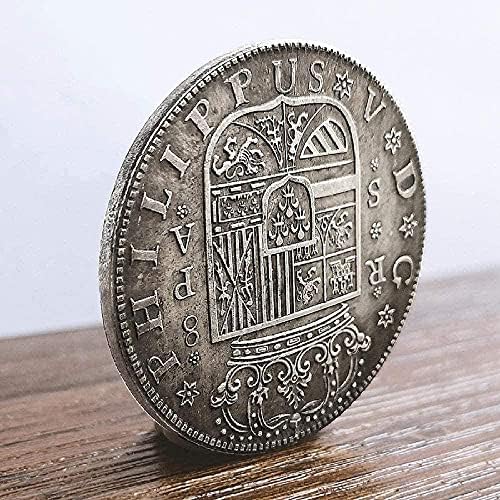 1731 Испанска Старинна Монета Сребърен Долар Чуждестранните Монети На Филип V Сребърен Кръгла Сребърна Монета Антични