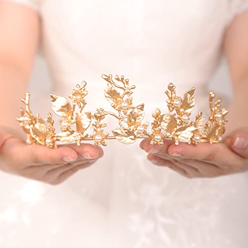 JWICOS Златна Диадема-Короната за жени, Диадема Принцеса, Корона за булки, Булчински Диадема, Корона за официалното