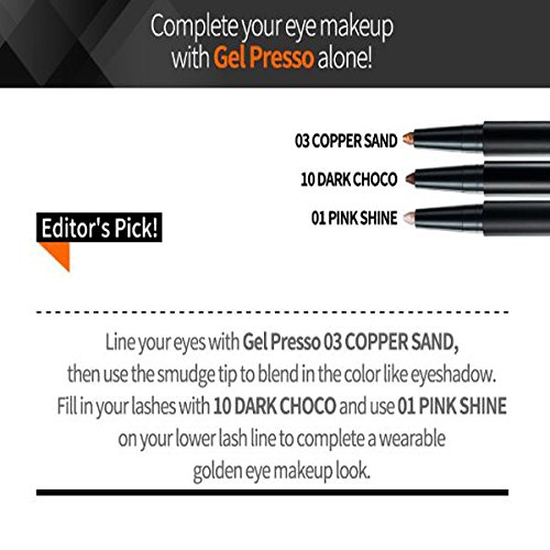 Водоустойчив гелевый молив-подложка CLIO Gelpresso, 10 нюанси на тъмен шоколад