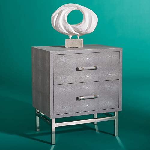 Домашна колекция Safavieh Couture, нощно шкафче от изкуствена шагрени с 2 чекмеджета, сив /сребрист