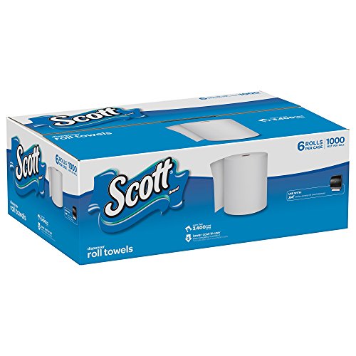 Хартиени кърпи Scott High Capacity в твърдо ролка (10191), за малкия бизнес, Бял, 6 Ролки, хартиени кърпи /