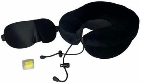Пътен комплект от пяна с памет ефект (Възглавница за шията, тапи за уши, Маска за сън) Възглавница за почивка, Поддръжка
