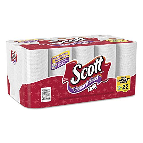 Scott 36371 Хартиени кърпи Mega Roll на избор, 1-слойни, Бели, по-102 броя в ролка (опаковка от 30 ролки)