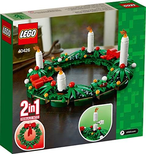 Легендарният Коледен венец 2 в 1 от конструктор LEGO с Голям Червен нос и надпис Advent 40426