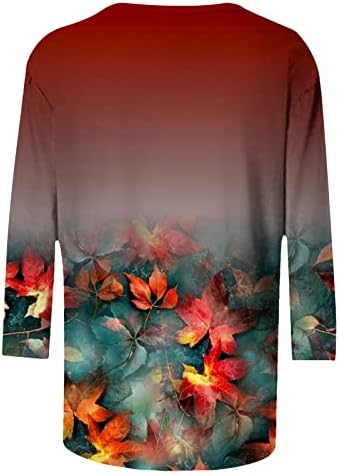 Дамски Ежедневни Мода С Кръгло деколте и копчета, Тениска с ръкав три Четвърти, Блуза С Принтом, Върхове, Есенни Цветя