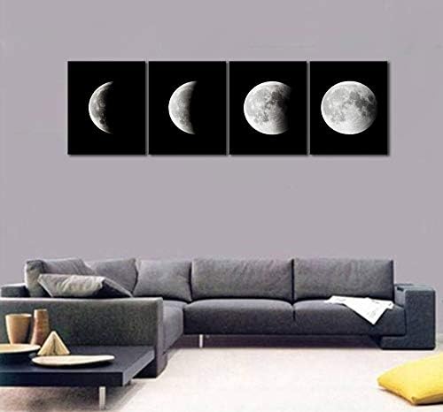 Wieco Art Moon Отпечатъци на Стената Художествени Космически Картини, Картини Голяма, Модерна Галерия, Увити в Черно-бяло Абстрактно