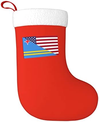 Коледни Чорапи с Флага на сащ TZT и Флага Аруба, Подаръци за Коледното парти за семейни Празнични украси 18 Инча