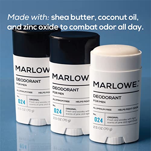 MARLOWE. № 024 Натурален дезодорант за мъже 2,5 грама | Без алуминиеви пръчки | е Изработен на базата на кокосово масло, масло