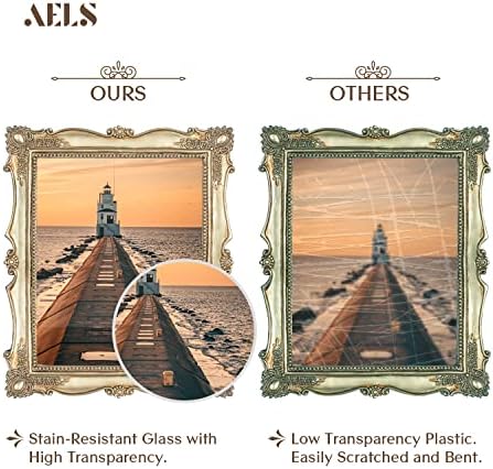 Реколта Рамка за снимки AELS размер 8x10 Инча, Елегантни, Старинни Рамки за Снимки със Стъклен преден панел, Дисплей