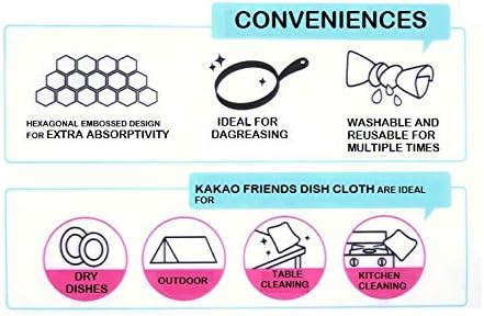 Множество кърпа за миене на съдове лицензиран дизайн KakaoFriends - Здрава и моющаяся 40 броя (4 опаковки по 10 листа)