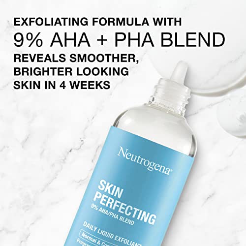 Ежедневно течно отшелушивающее средство за лице на Neutrogena Skin Perfecting със смес от 9% AHA/ЗНЗ-за нормална и Комбинирана