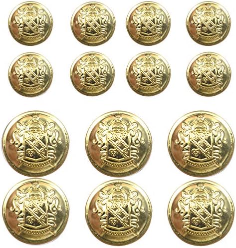 Комплект метални копчета за блейзър от 14 парчета - за блейзър, Костюми, Спортно палто, Униформи, Сако (Златен) 15 мм, 20 мм