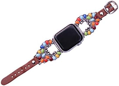 40 мм/38 мм, Съвместим с Apple Watch, Лек Западен Многоцветен Веерообразный каишка за часовник във формата на цвете № 25 м