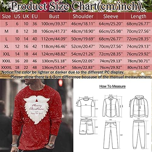 XXBR, Коледни тениски с дълъг ръкав за мъже, Коледни тениски с 3D графичен принтом Дядо Коледа, върхове с