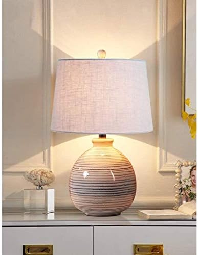 SXNBH Керамична Настолна Лампа на Тъканта, Настолна Лампа Ретро Керамична Настолна Лампа Нощна лампа за Спални (Цвят: