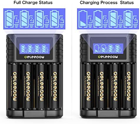 Акумулаторни Батерии тип АА Deleepow Голям Капацитет 1,5 3400 МВтч с LCD зарядно устройство