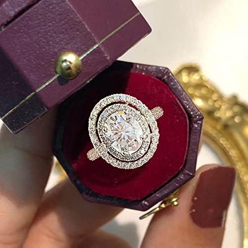 Пръстен с Кръгла форма От сребро NEARTIME С диамантен пръстен, Пръстен С Кристали Кръг Нарязани на Днешно пръстен С