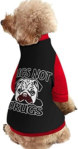 Hoody за домашни любимци с Принтом FunnyStar Pugs-Not-Drugs и мек вълнен плат Пуловер-Гащеризон за Кучета с Шарени