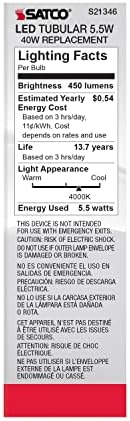 Satco 20653-5,5 W 120 Волта T10 Средната вита база 4000K Студен бял светодиод с регулируема яркост (5.5T10 /LED