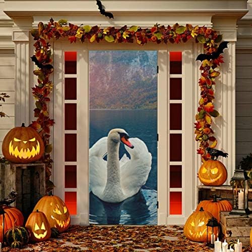 ENEVOTX Калъф за врати Красиви Бели Лебеди Танцуващи Врата Протектор и Калъф От Твърда Тъкан Врата Декор Спалня Многоразмерный