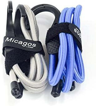 Регулируема бънджи кабел, Бънджи-колани Micagos 48 инча Синьо /сиво на цвят, с много Широки Отваряеми стоманени куки
