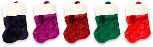 Мини Коледни Чорапи, Набор от 15 Луксозни Малки Меки Празнични Отглеждане с пайети, за семейства, Детски Червени,