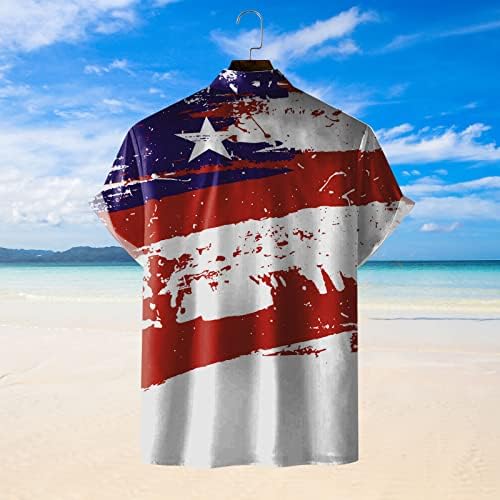 XXBR Хавайски ризи за мъже, Лятна Тениска на Копчета с Къс ръкав в Деня на Независимостта, Ежедневни, Плажни