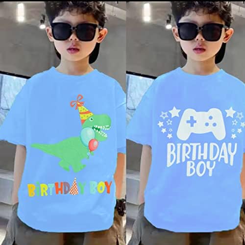 Рожден ден момче тениска, динозавър тениска Детска 2-ри 3-ти 4-ти 5-ти 6-ти 7-ти рожден ден на Видео Игри тениски деца