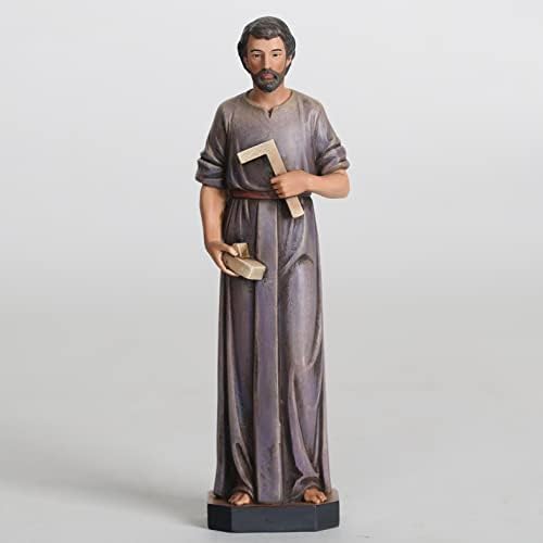 BC BUILDCLASSIC Статуетка на Св. Йосиф -Работа, Католически Статуи, Католически подаръци с височина 6 см, Ръчно рисувани