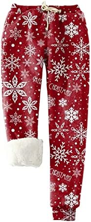 XXBR Коледни Дамски Спортни Панталони Отвътре е С подплата от Шерпи, Топли Зимни Панталони За Джогинг, Коледни
