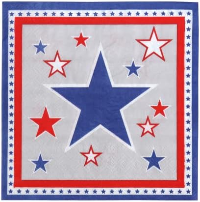 За еднократна употреба Хартиени Салфетки Iconikal Americana за вечеря и парти, САЩ, Осеяна със Звезди, 48 броя