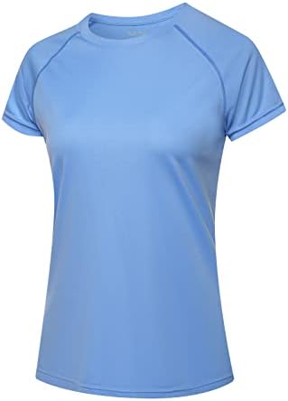 MEETYOO Дамски Бързосъхнеща Тениска за активно плуване UPF 50+ и е с къси ръкави, Спортен Рашгард и Тренировъчен Топ