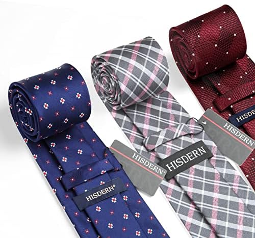Комплект мъжки Вратовръзки HISDERN Колекция Вратовръзка и Pocket Square Лот 3 бр Официални Бизнес Вратовръзки Подарък