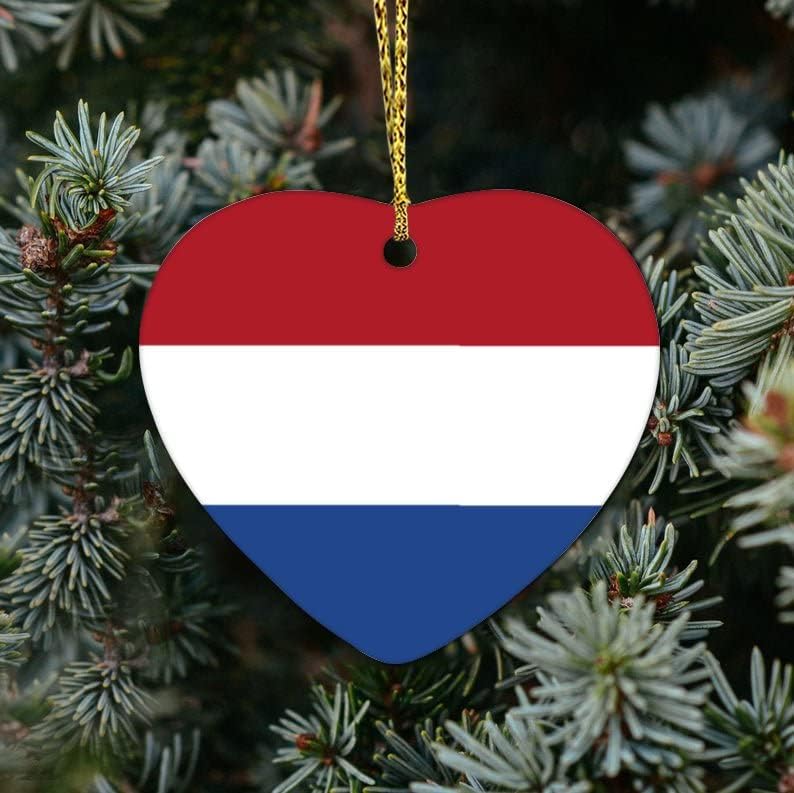 Украшение Холандия Национален Флаг Керамични Коледни Украси 3 Инча Модерен Украшение Ретро Украса на Коледна Елха, за