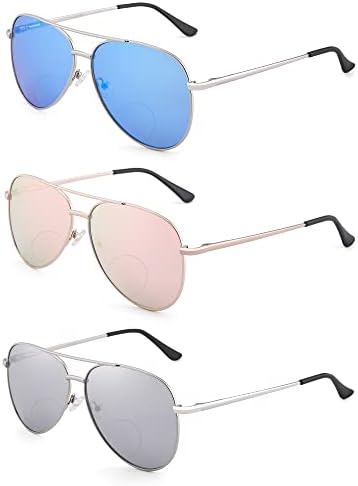 SOPHILY 3 Опаковки Бифокальных Слънчеви очила за Четене за Жени И Мъже, Слънчеви Очила-Авиатори За Четене