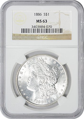 Сребърен долар Морган 1886-P, MS63, NGC